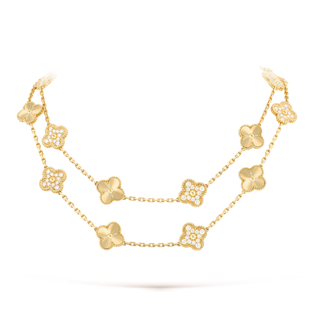 [Leaves]CLOVER 20 MOTIFS LASER DIAMOND NECKLACE