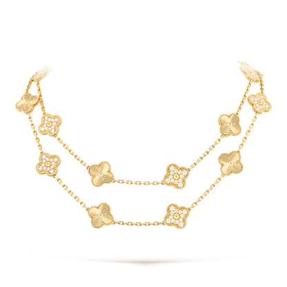 [Leaves]CLOVER 20 MOTIFS LASER DIAMOND NECKLACE