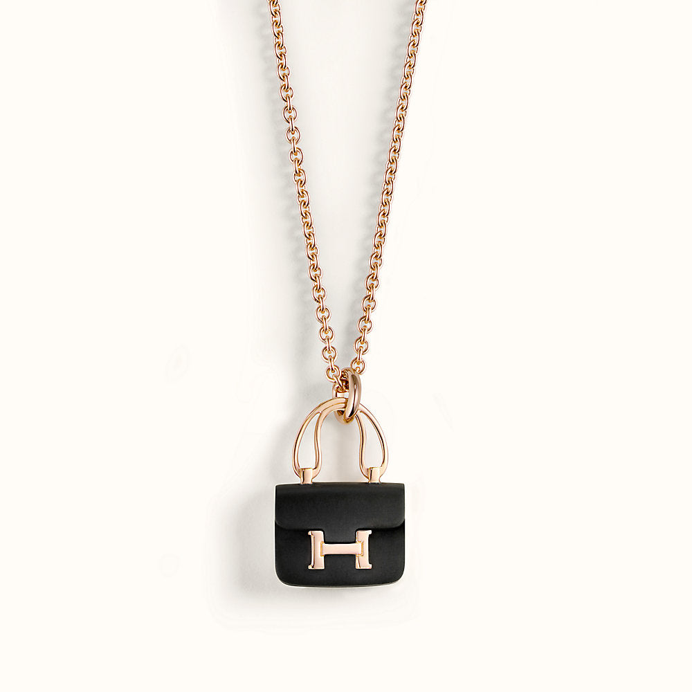 [Leaves]CONSTANCE BLACK PEDANT ROSE GOLD NECKLACE