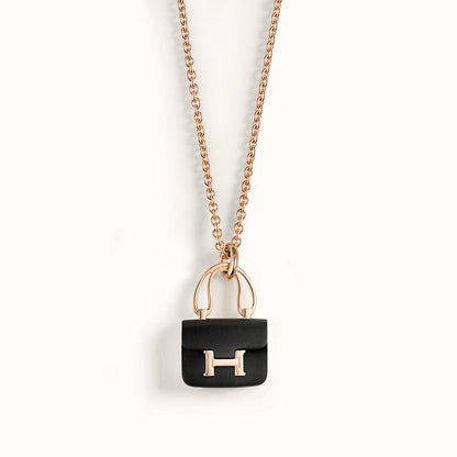 [Leaves]CONSTANCE BLACK PEDANT ROSE GOLD NECKLACE