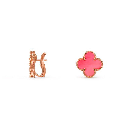 [Leaves]15MM CLOVER FLOWER STUD EARRINGS ROSE GOLD COLLECTION