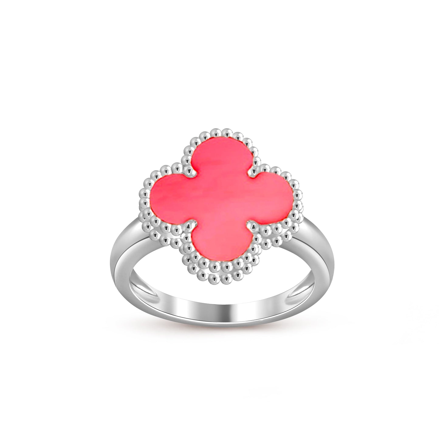 [Leaves]LUCKY CLOVER VINTAGE WHITE GOLD RING COLLECTION