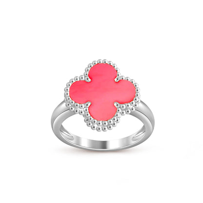 [Leaves]LUCKY CLOVER VINTAGE WHITE GOLD RING COLLECTION
