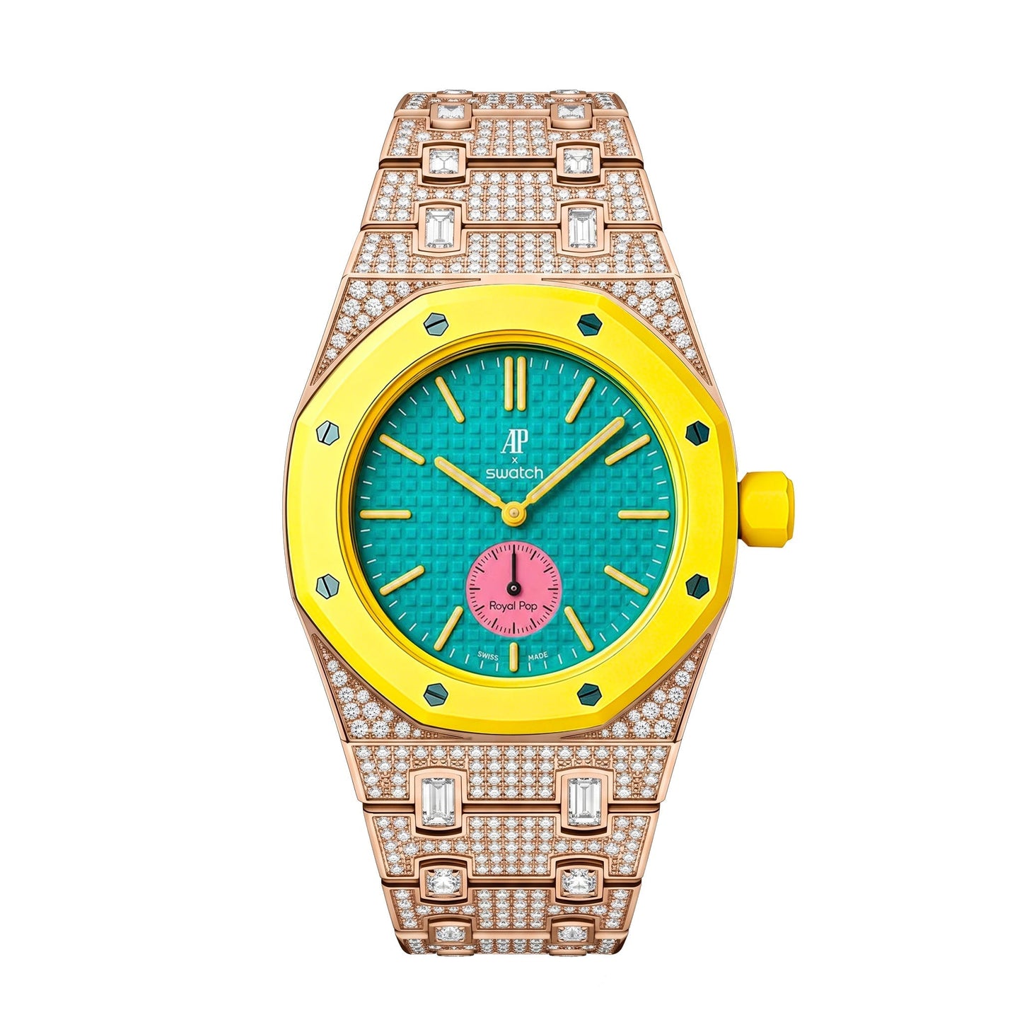[Leaves]Royal Oak Pop Exclusive Bioceramic Case & Bioceramic Strap Full Diamond