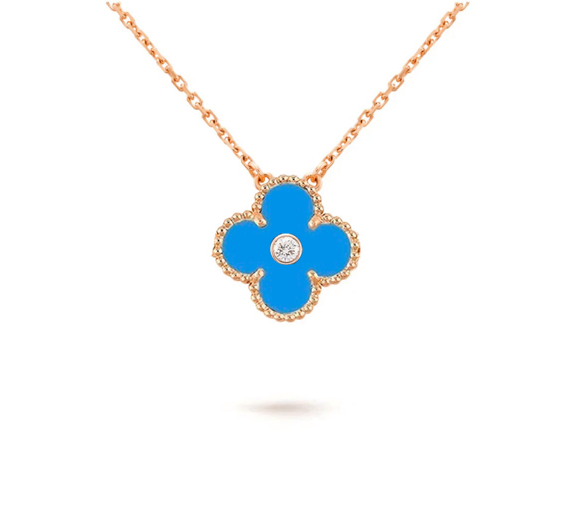 [Leaves]15MM CLOVER FLOWER DIAMOND PENDANT NECKLACE COLLECTION