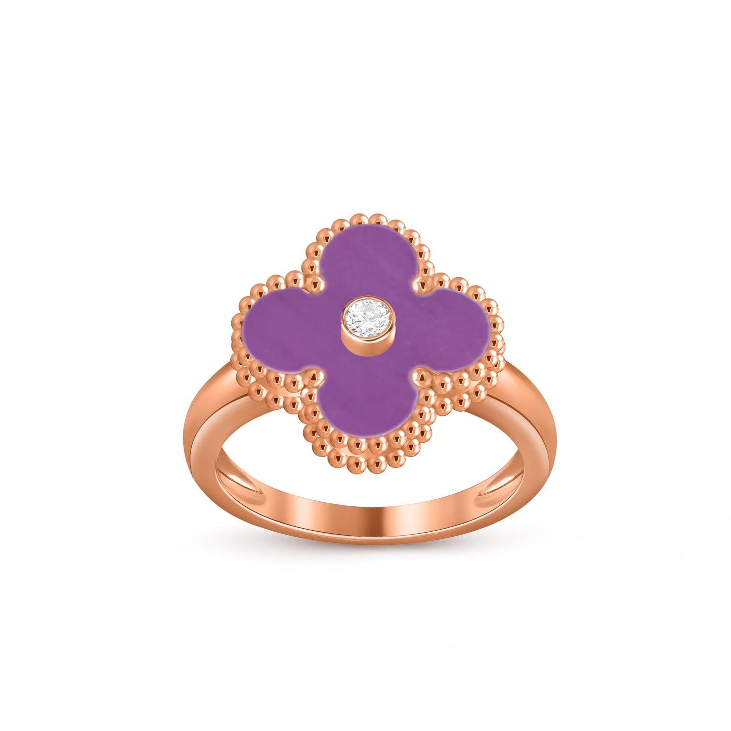 [Leaves]LUCKY CLOVER DIAMOND-ACCENT ROSE GOLD RING COLLECTION