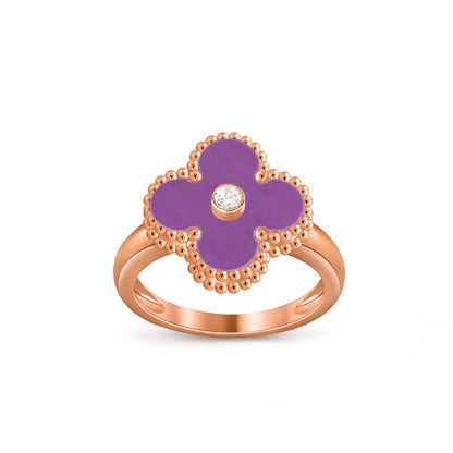 [Leaves]LUCKY CLOVER DIAMOND-ACCENT ROSE GOLD RING COLLECTION