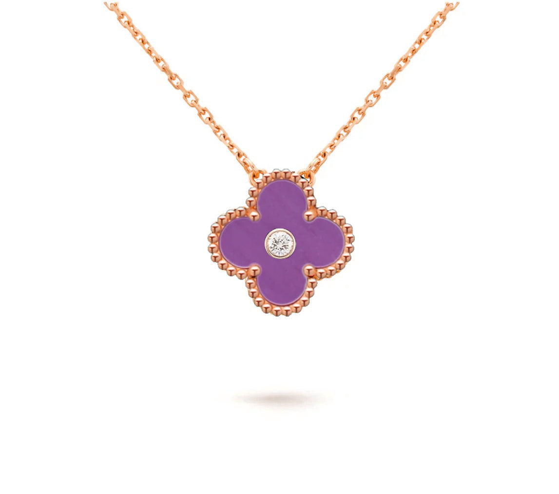 [Leaves]15MM CLOVER FLOWER DIAMOND PENDANT NECKLACE COLLECTION