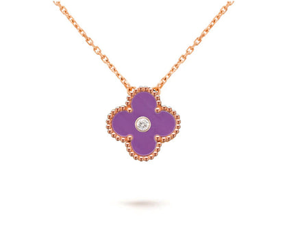[Leaves]15MM CLOVER FLOWER DIAMOND PENDANT NECKLACE COLLECTION