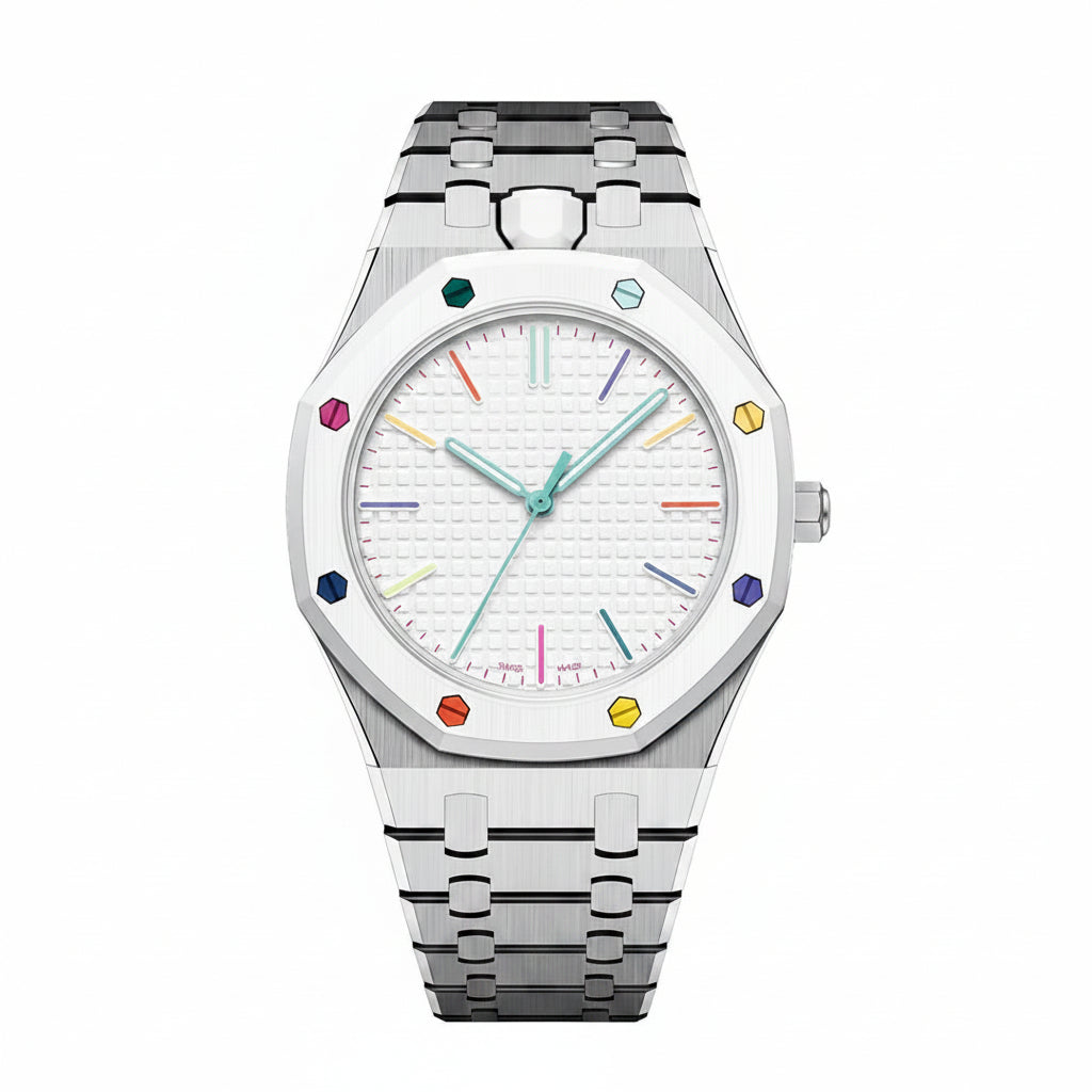 [Leaves]OAK POP EXCLUSIVE SILVER STEEL STRAP