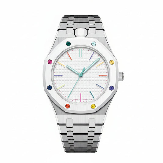 [Leaves]OAK POP EXCLUSIVE SILVER STEEL STRAP