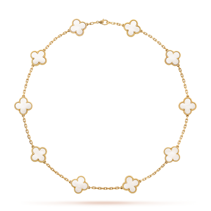 [Leaves]CLOVER 10 MOTIFS WHITE MOTHER OF PEARL NECKLACE