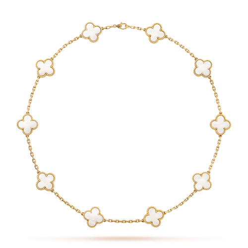 [Leaves]CLOVER 10 MOTIFS WHITE MOTHER OF PEARL NECKLACE