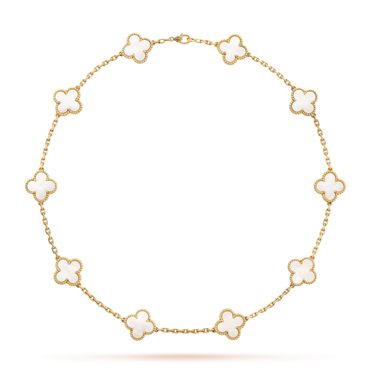 [Leaves]CLOVER 10 MOTIFS WHITE MOTHER OF PEARL NECKLACE