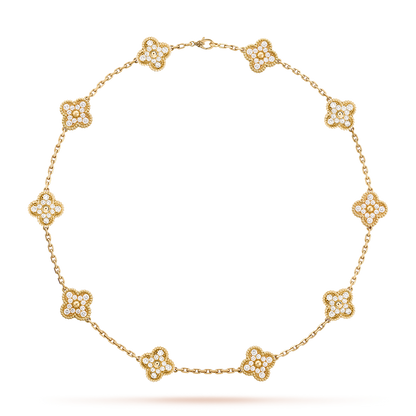 [Leaves]CLOVER 10 MOTIFS DIAMOND NECKLACE