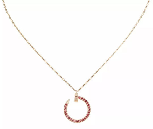[Leaves]JUSTE NECKLACE GOLD RED DIAMONDS