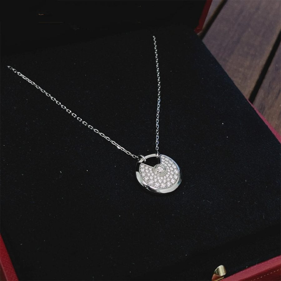 [Leaves]AMULETTE SILVER FULL DIAMOND NECKLACE
