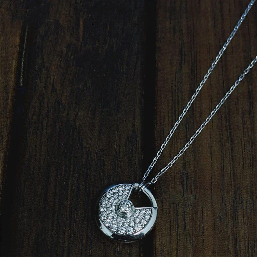 [Leaves]AMULETTE SILVER FULL DIAMOND NECKLACE