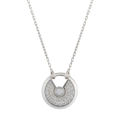 [Leaves]AMULETTE SILVER FULL DIAMOND NECKLACE