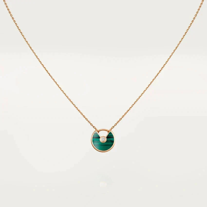 [Leaves]AMULETTE ROSE GOLD MALACHITE NECKLACE