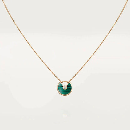 [Leaves]AMULETTE ROSE GOLD MALACHITE NECKLACE