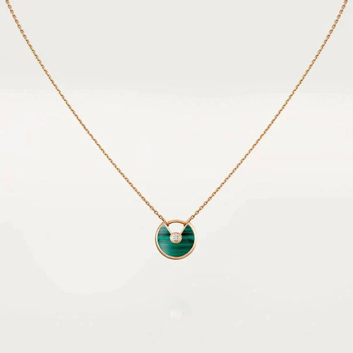 [Leaves]AMULETTE ROSE GOLD MALACHITE NECKLACE