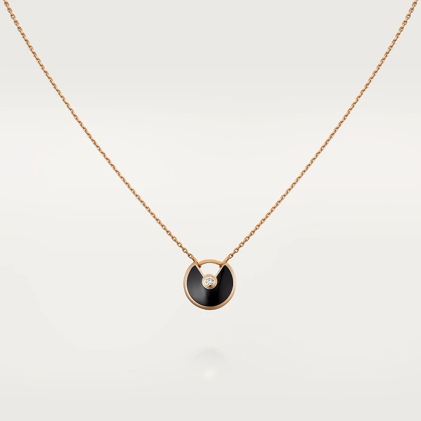 [Leaves]AMULETTE ROSE GOLD ONYX NECKLACE