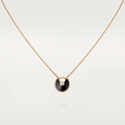 [Leaves]AMULETTE ROSE GOLD ONYX NECKLACE
