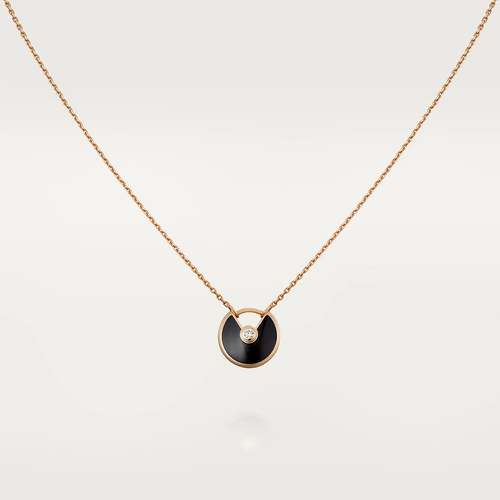 [Leaves]AMULETTE ROSE GOLD ONYX NECKLACE