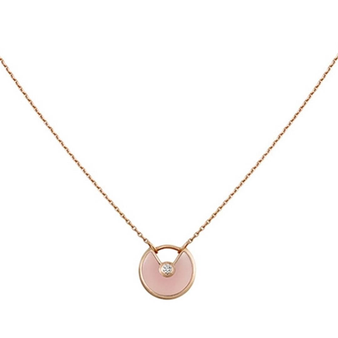 [Leaves]AMULETTE ROSE GOLD PINK MOP NECKLACE