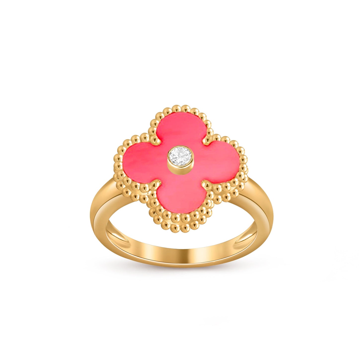 [Leaves]LUCKY CLOVER DIAMOND-ACCENT GOLD RING COLLECTION