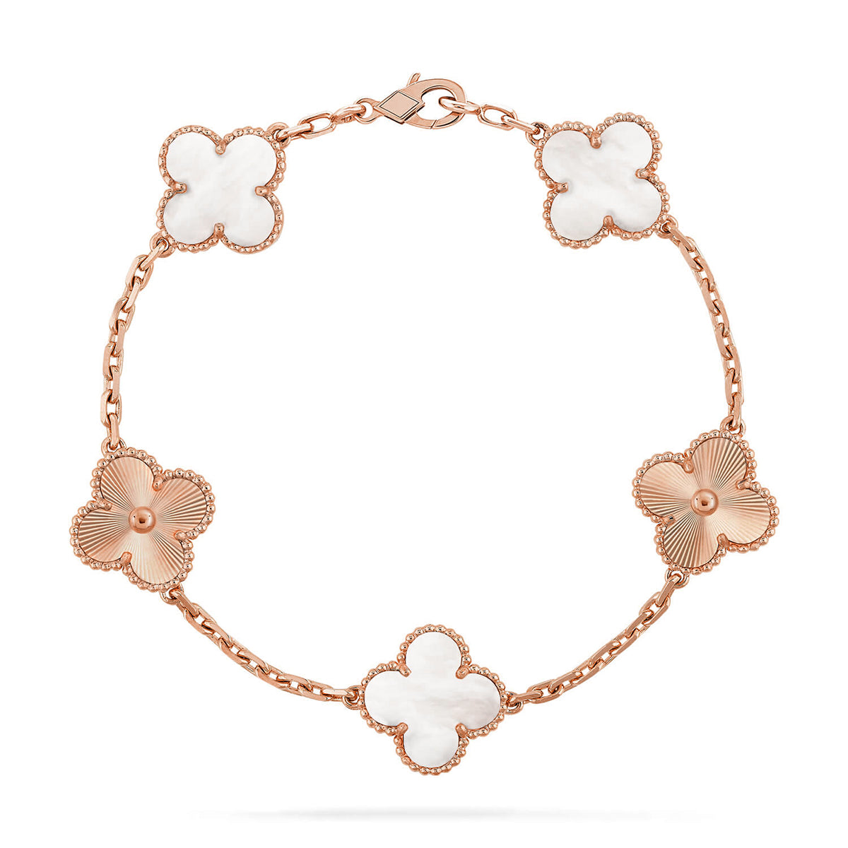 [Leaves]LUCKY CLOVER 5-MOTIF BRACELET - WHITE MOTHER-OF-PEARL COLLECTION