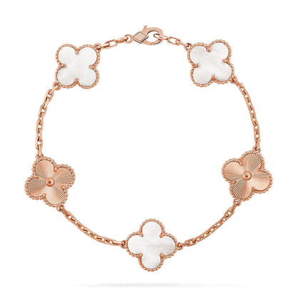 [Leaves]LUCKY CLOVER 5-MOTIF BRACELET - WHITE MOTHER-OF-PEARL COLLECTION