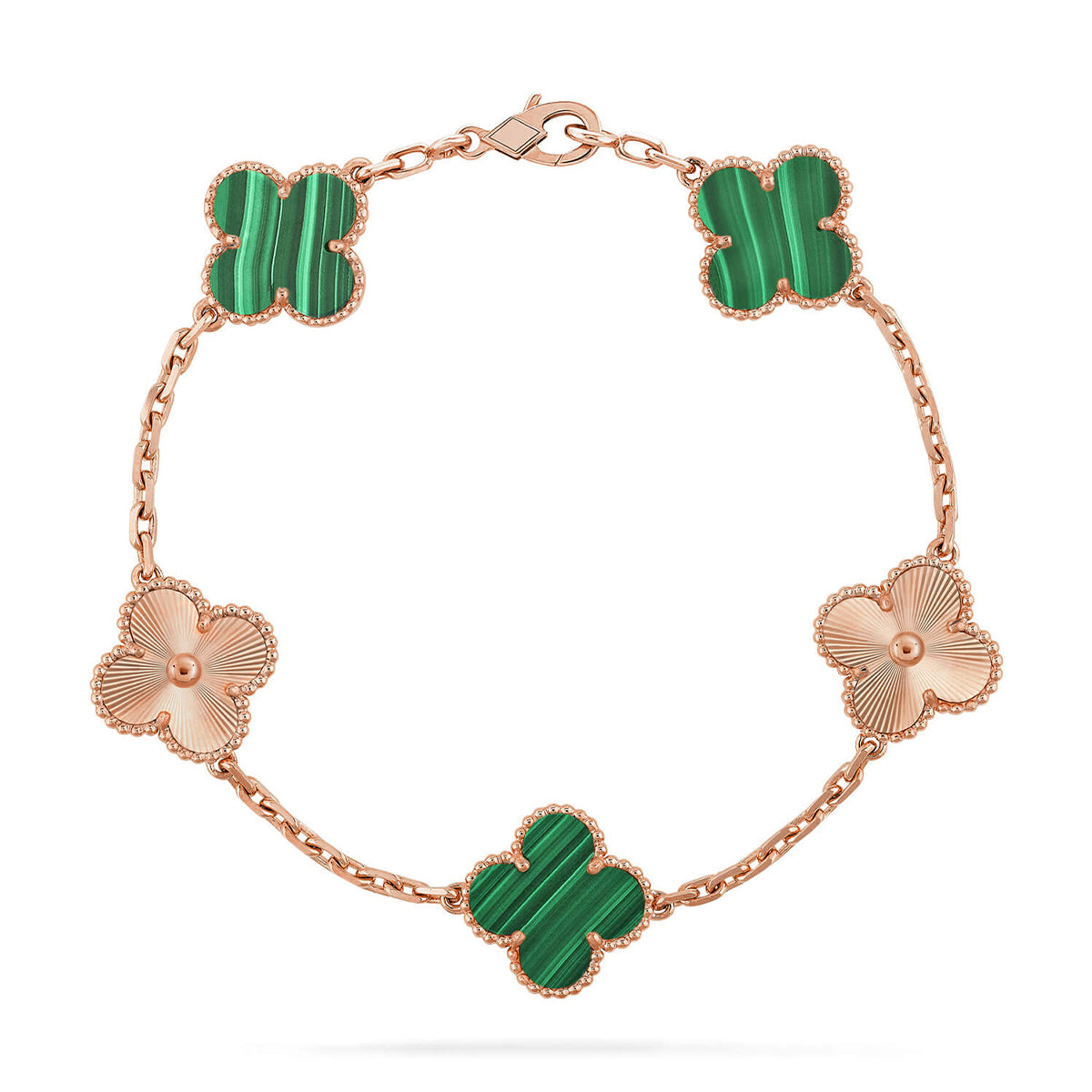[Leaves]LUCKY CLOVER 5-MOTIF BRACELET - MALACHITE COLLECTION