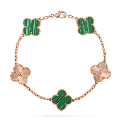 [Leaves]LUCKY CLOVER 5-MOTIF BRACELET - MALACHITE COLLECTION
