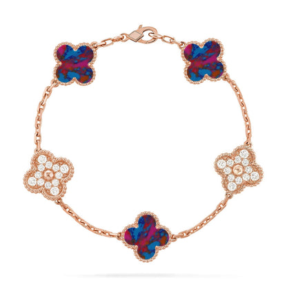 [Leaves]LUCKY CLOVER 5-MOTIF BRACELET - MULTI-GEM COLLECTION
