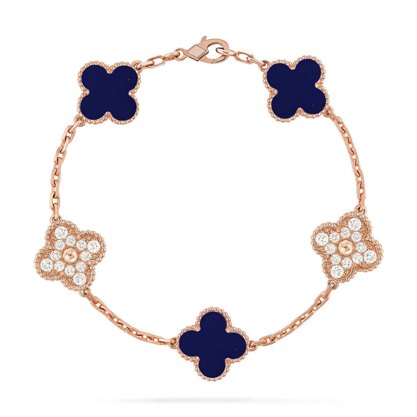 [Leaves]LUCKY CLOVER 5-MOTIF BRACELET - LAPIS LAZULI COLLECTION