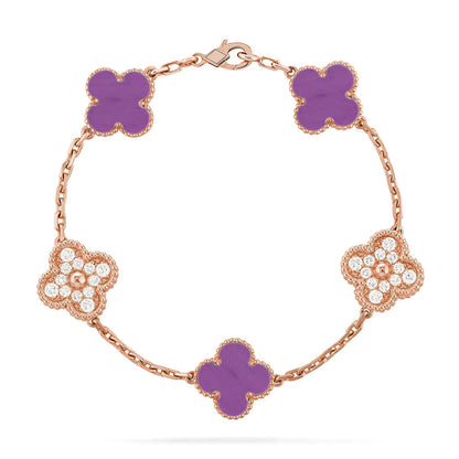 [Leaves]LUCKY CLOVER 5-MOTIF BRACELET - VIOLET COLLECTION