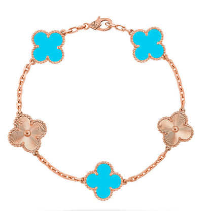 [Leaves]LUCKY CLOVER 5-MOTIF BRACELET - TURQUOISE COLLECTION