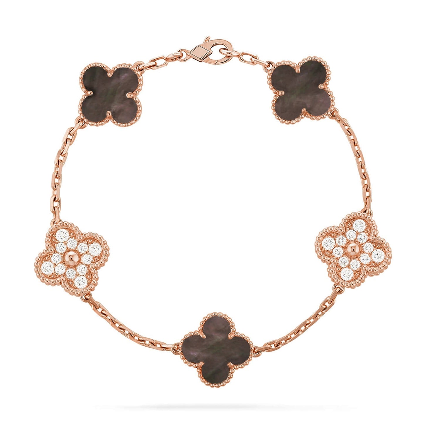 [Leaves]LUCKY CLOVER 5-MOTIF BRACELET - GREY MOTHER-OF-PEARL COLLECTION