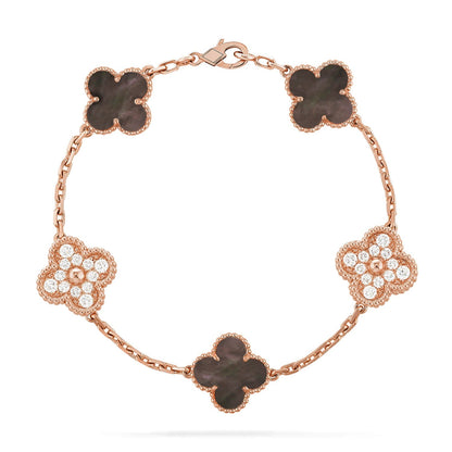 [Leaves]LUCKY CLOVER 5-MOTIF BRACELET - GREY MOTHER-OF-PEARL COLLECTION
