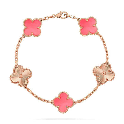 [Leaves]LUCKY CLOVER 5-MOTIF BRACELET - PINK MOTHER-OF-PEARL COLLECTION