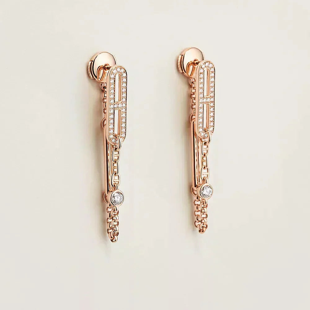 [Leaves]CHAINE CHAOS DIAMOND DROP EARRINGS