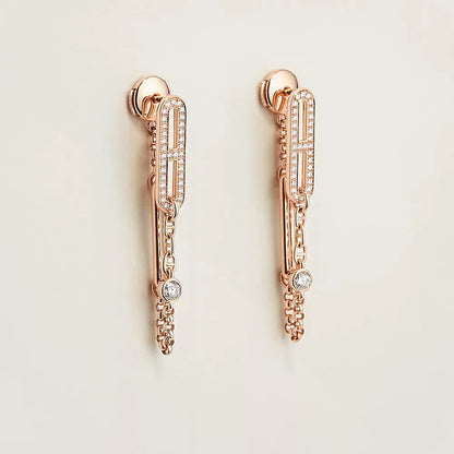 [Leaves]CHAINE CHAOS DIAMOND DROP EARRINGS