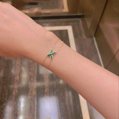 [Leaves]JEUX BRACELET MALACHITE ROSE GOLD 1 DIAMOND