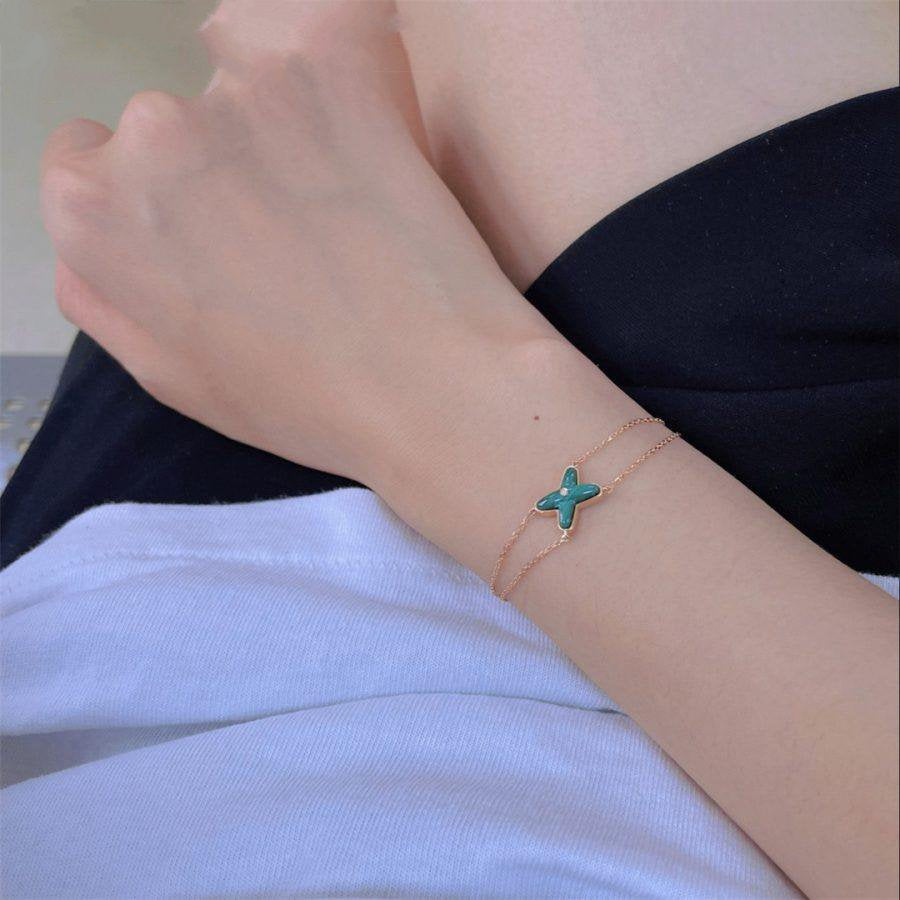 [Leaves]JEUX BRACELET MALACHITE ROSE GOLD 1 DIAMOND