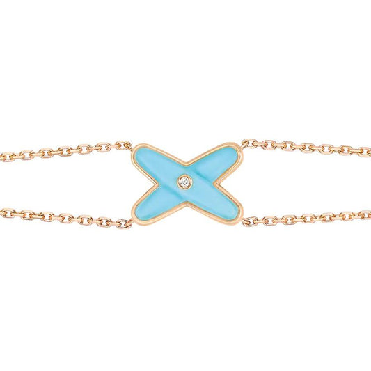 [Leaves]JEUX BRACELET TURQUOISE ROSE GOLD 1 DIAMOND