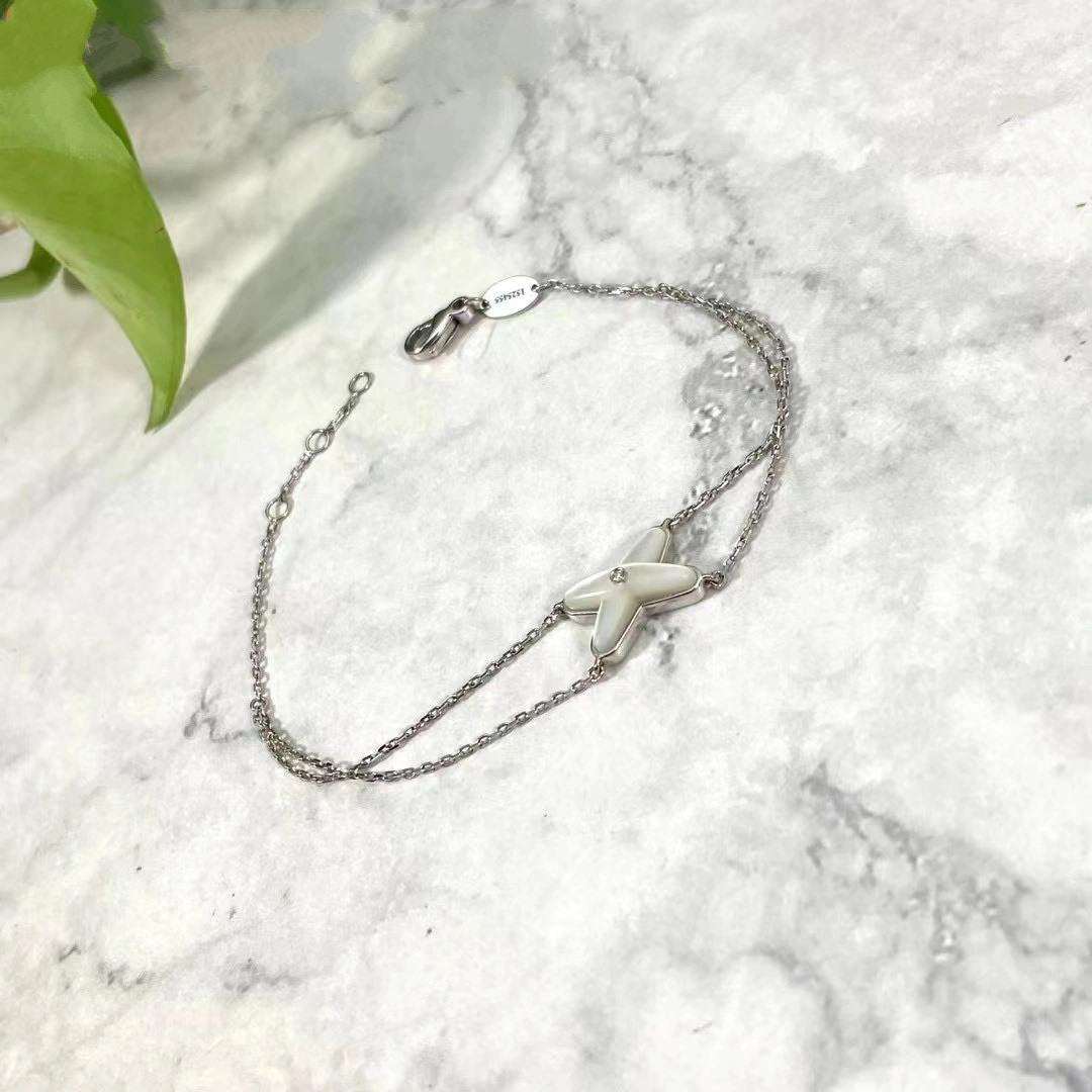 [Leaves]JEUX BRACELET WHITE MOP SILVER 1 DIAMOND