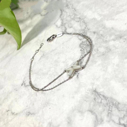 [Leaves]JEUX BRACELET WHITE MOP SILVER 1 DIAMOND