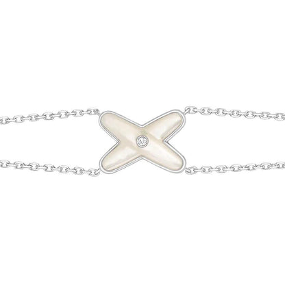 [Leaves]JEUX BRACELET WHITE MOP SILVER 1 DIAMOND
